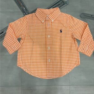 Ralph Lauren Kids Orange Gingham Button Down Shirt